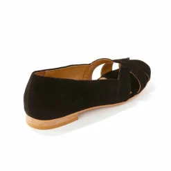 Ballerines à bout ouvert en cuir
