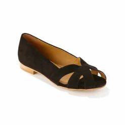 Ballerines à bout ouvert en cuir