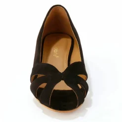 Ballerines à bout ouvert en cuir