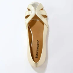 Ballerines à bout ouvert en cuir