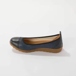 Ballerines en cuir largeur confort, avec empiècements extensibles