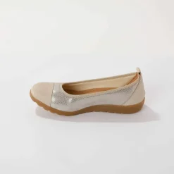 Ballerines en cuir largeur confort, avec empiècements extensibles