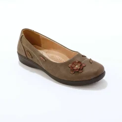 Ballerines fleurs appliquées, largeur confort