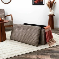 Banc-coffre pliable uni côtelé