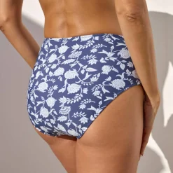 Bas de maillot de bain taille haute drapé imprimé Saglia