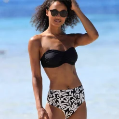 Bas de maillot de bain taille haute imprimé Linao
