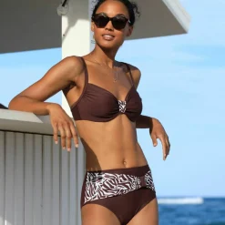 Bas de maillot de bain taille haute uni - effet drapé