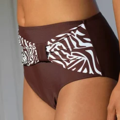 Bas de maillot de bain taille haute uni - effet drapé