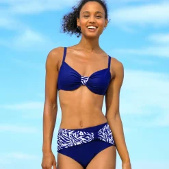 Bas de maillot de bain taille haute uni - effet drapé