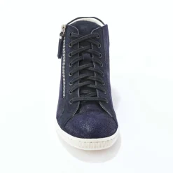 Basket montantes zippées en cuir souple effet irisé