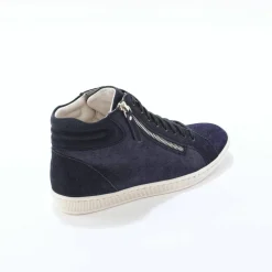 Basket montantes zippées en cuir souple effet irisé