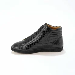 Basket montantes zippées en cuir souple effet texturé