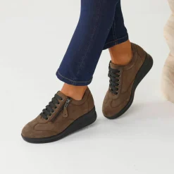 Baskets compensées confort en cuir certifié LWG