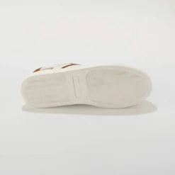 Baskets compensées cuir bi-matière à lacets