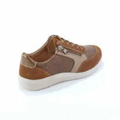Baskets lacées et zippées en cuir avec empiècements extensibles