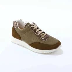 Baskets lacées spécial pieds sensibles, en tissu souple