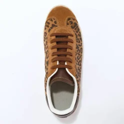 Baskets vintage croûte de cuir imprimé léopard