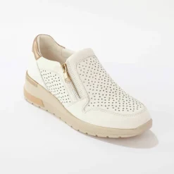 Baskets zippées compensées en cuir