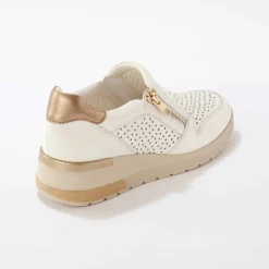 Baskets zippées compensées en cuir