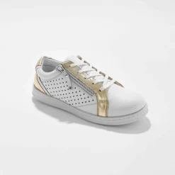 Baskets zippées en cuir perforé