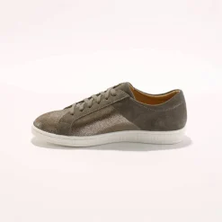 Basket zippée en cuir souple effet irisé - forme basse