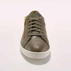 Basket zippée en cuir souple effet irisé - forme basse
