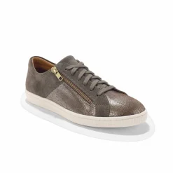 Basket zippée en cuir souple effet irisé - forme basse