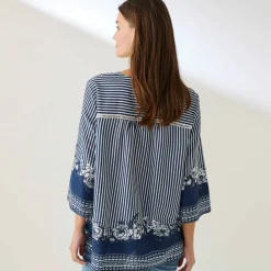 Blouse ample imprimée manches 3/4 pagodes