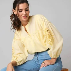 Blouse ample manches 7/8è brodées