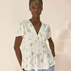 Blouse à basque imprimée