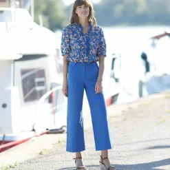 Blouse boutonnée imprimée, gaze de coton