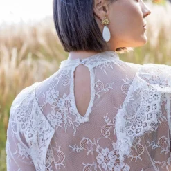 Blouse dentelle volantée