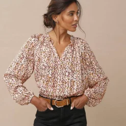 Blouse en voile imprimé tachiste