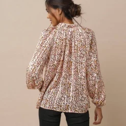 Blouse en voile imprimé tachiste