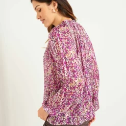 Blouse en voile imprimé tachiste