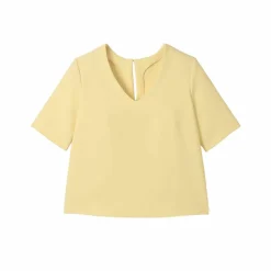 Blouse fluide col V manches courtes, unie