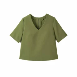 Blouse fluide col V manches courtes, unie