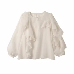 Blouse fluide à volants asymétriques, unie