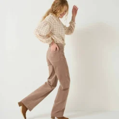 Blouse imprimée carreaux flanelle, manches 7/8