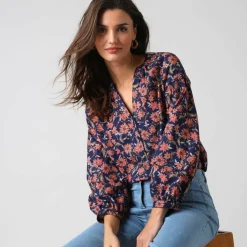 Blouse imprimée manches blousantes