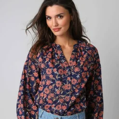 Blouse imprimée manches blousantes
