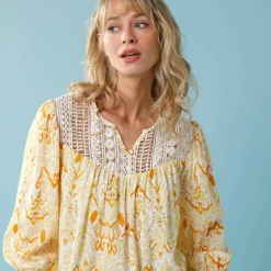Blouse imprimée Spécial Petite, plastron macramé