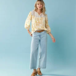 Blouse imprimée Spécial Petite, plastron macramé