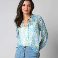 Blouse légère imprimée patch