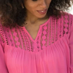 Blouse macramé manches 3/4