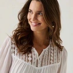 Blouse macramé manches 3/4