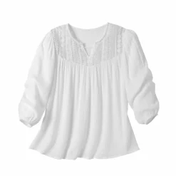 Blouse macramé manches 3/4