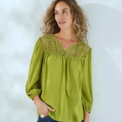 Blouse macramé manches 3/4