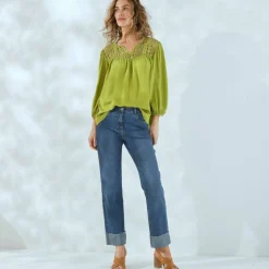 Blouse macramé manches 3/4