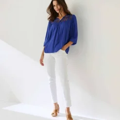 Blouse macramé manches 3/4